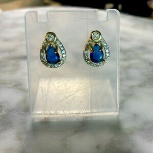 925 Sterling Sapphire & Pave Crystal Earrings